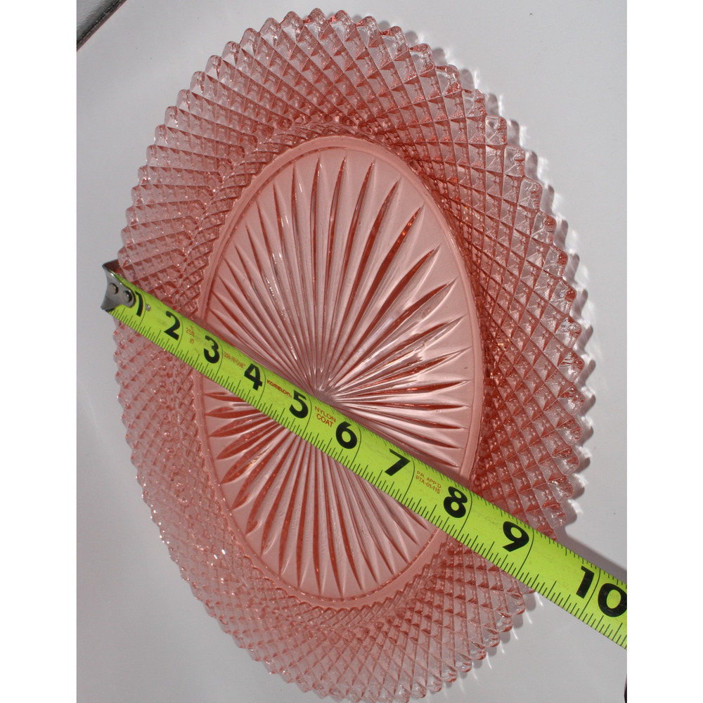 VTG Anchor Hocking Pink Depression Glass 12” Oval Serving Platter Miss America - Picture 8 of 8